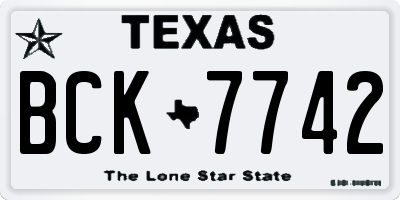TX license plate BCK7742