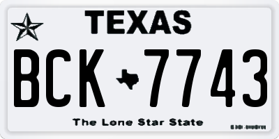 TX license plate BCK7743
