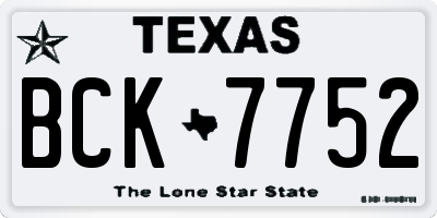 TX license plate BCK7752