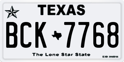 TX license plate BCK7768