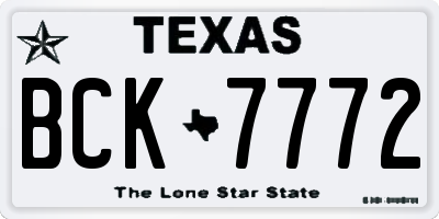 TX license plate BCK7772