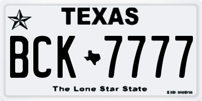 TX license plate BCK7777