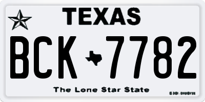 TX license plate BCK7782