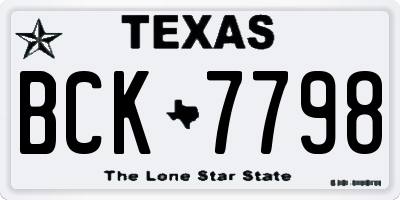 TX license plate BCK7798