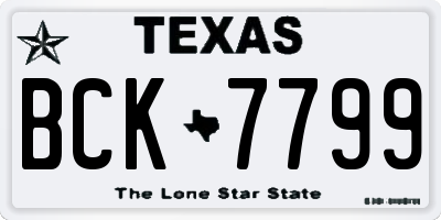 TX license plate BCK7799