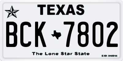TX license plate BCK7802