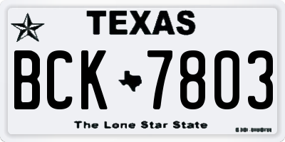 TX license plate BCK7803