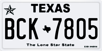 TX license plate BCK7805