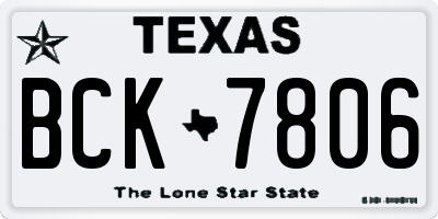 TX license plate BCK7806