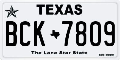 TX license plate BCK7809