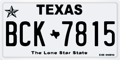 TX license plate BCK7815