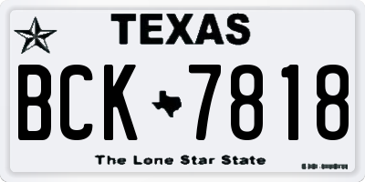 TX license plate BCK7818