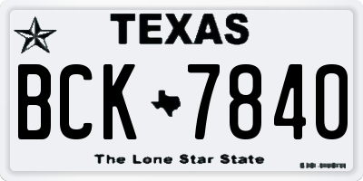 TX license plate BCK7840