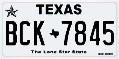 TX license plate BCK7845