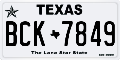 TX license plate BCK7849