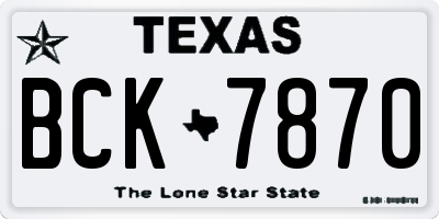 TX license plate BCK7870