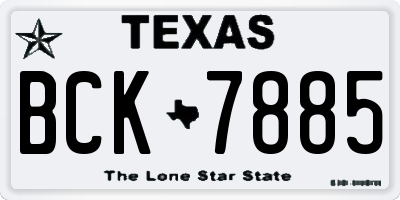 TX license plate BCK7885