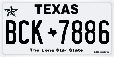 TX license plate BCK7886