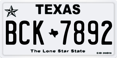 TX license plate BCK7892