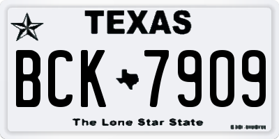 TX license plate BCK7909