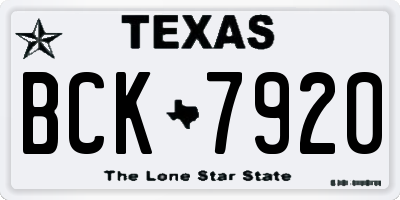 TX license plate BCK7920