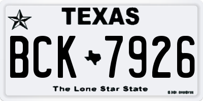 TX license plate BCK7926
