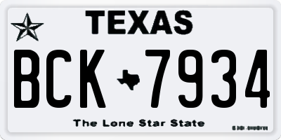 TX license plate BCK7934