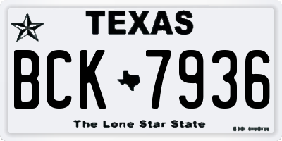 TX license plate BCK7936