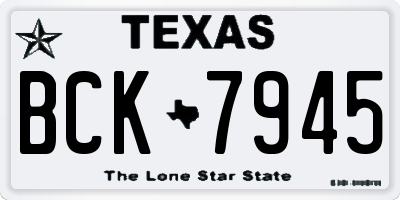 TX license plate BCK7945