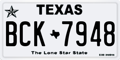 TX license plate BCK7948
