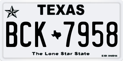 TX license plate BCK7958