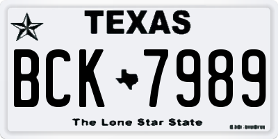 TX license plate BCK7989