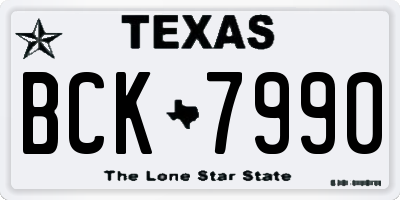 TX license plate BCK7990