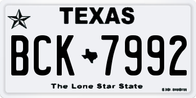 TX license plate BCK7992