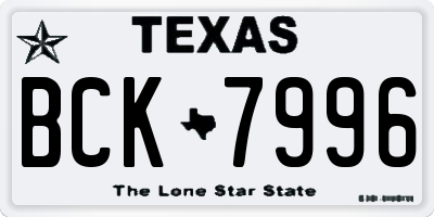 TX license plate BCK7996