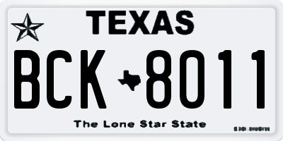 TX license plate BCK8011