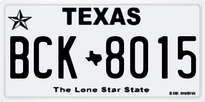 TX license plate BCK8015