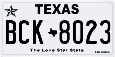 TX license plate BCK8023