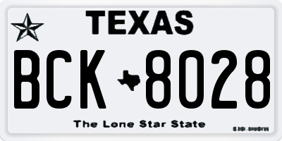 TX license plate BCK8028