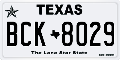 TX license plate BCK8029
