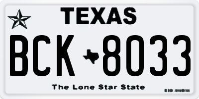 TX license plate BCK8033
