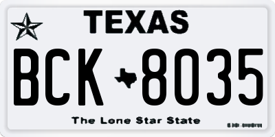 TX license plate BCK8035