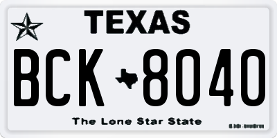 TX license plate BCK8040