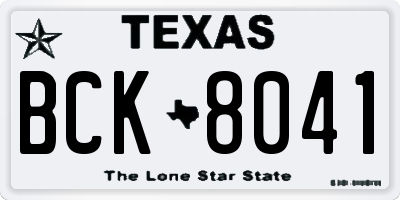 TX license plate BCK8041