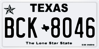 TX license plate BCK8046
