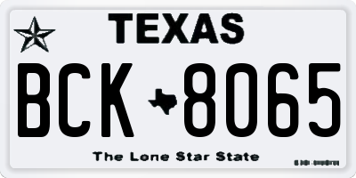 TX license plate BCK8065