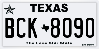 TX license plate BCK8090