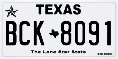 TX license plate BCK8091
