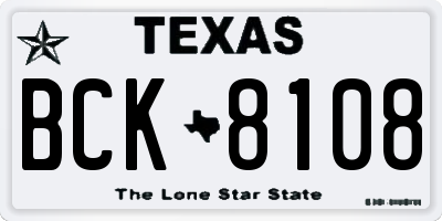 TX license plate BCK8108