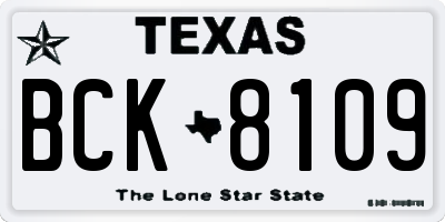TX license plate BCK8109